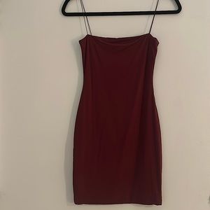 Meshki Dark Red Mini Dress with Straps - Size Small